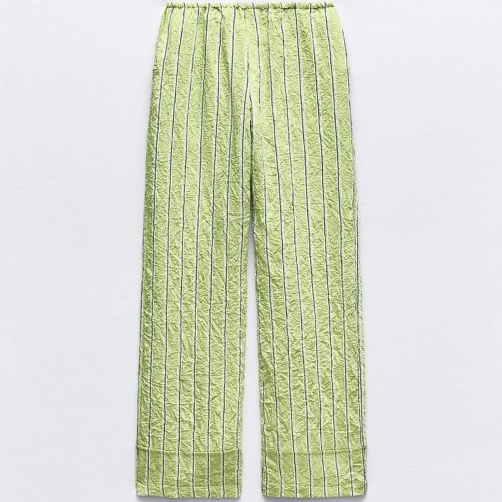 Zara Light Green Striped Joggers‎